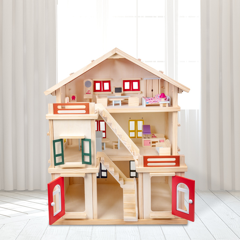 children's toy house diy cottage girls gift solid wood play house princess villa disassembly doll house toy