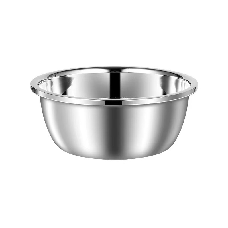 304 Stainless Steel Basin Round Household Soup Basin Egg Beating Basin and Basin Food Grade Seasoning Jar Vegetable Washing Basin Wholesale Basin