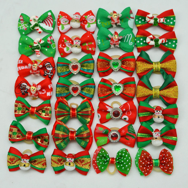 Christmas Series Pet Bow Hair Accessories, Hairpins, Flower Headbands, Rubber Bands, Christmas Dog Bows
