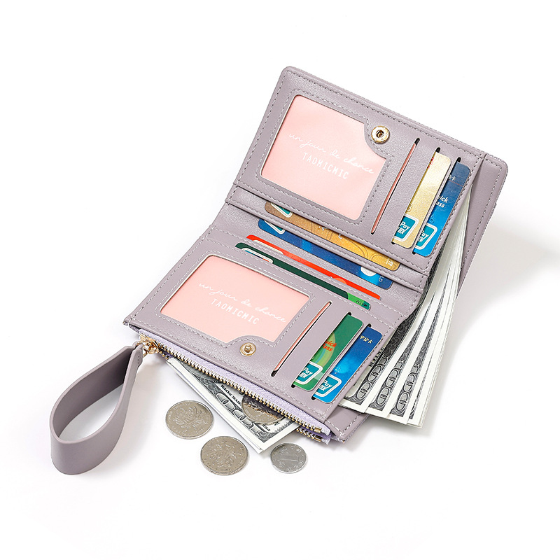 Japanese-Style New Women's 80% off Short Large-Capacity Coin Purse Simple Zipper Wrist Strap Clutch Card Holder Wallet