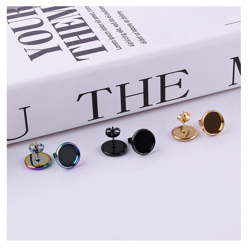 Manufacturer Wholesale Stainless Steel Jewelry Stainless Steel Earrings Disc Gem Holder 4-14mm DIY Earrings Accessories