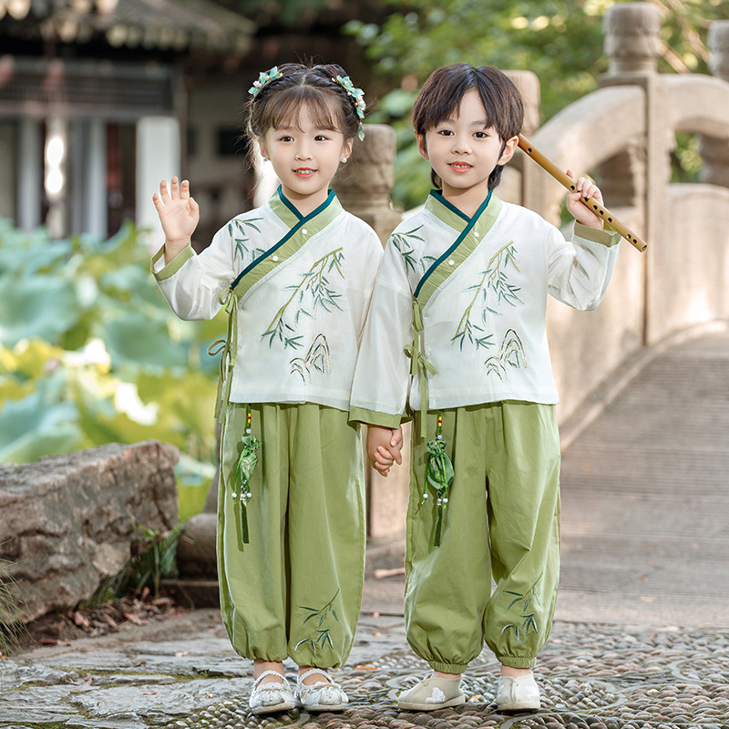 Children's Hanfu Chinese Style Spring and Autumn Summer Boys Kindergarten Dress National Style Tang Suit Female Treasure Ancient Suit Chorus Dress
