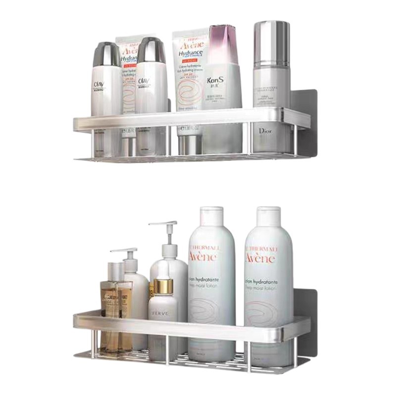 Household Punch-Free Space Aluminum Kitchen Storage Rack Bathroom Storage Rack Bathroom Suction Wall Storage Rack New Style