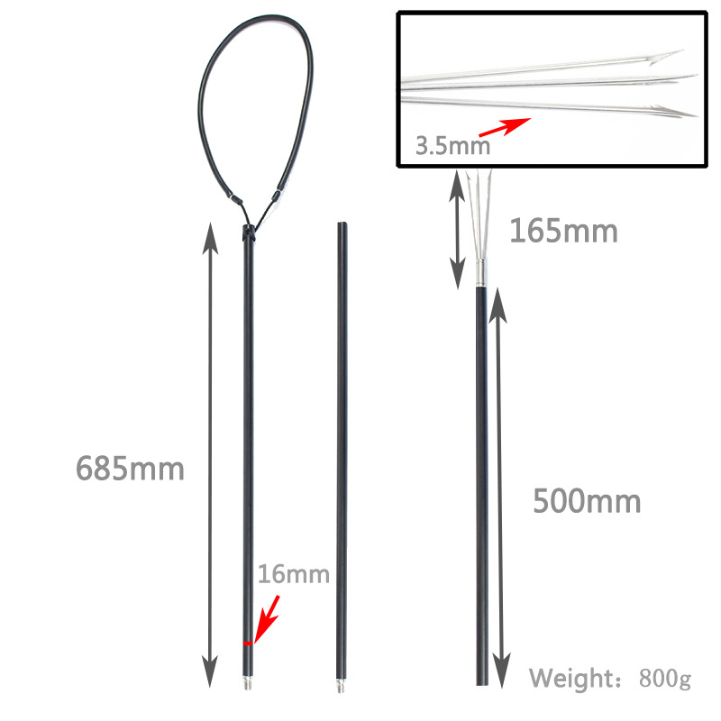Foreign Trade Aluminum Alloy Fishing Fork Stainless Steel 3 Teeth 5 Teeth Barbed Head 3 Sections 2m 2 Sections 1.34 Meters Dual-Purpose Fish Fork