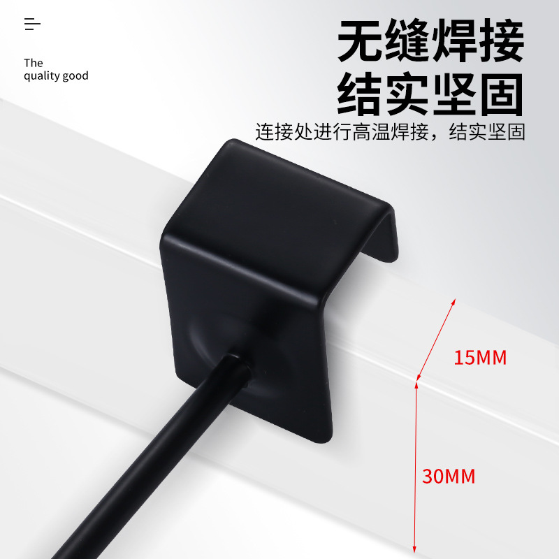 Square Tube single line hook supermarket shelf clothing black display hook rack white square tube beam slot hook accessories