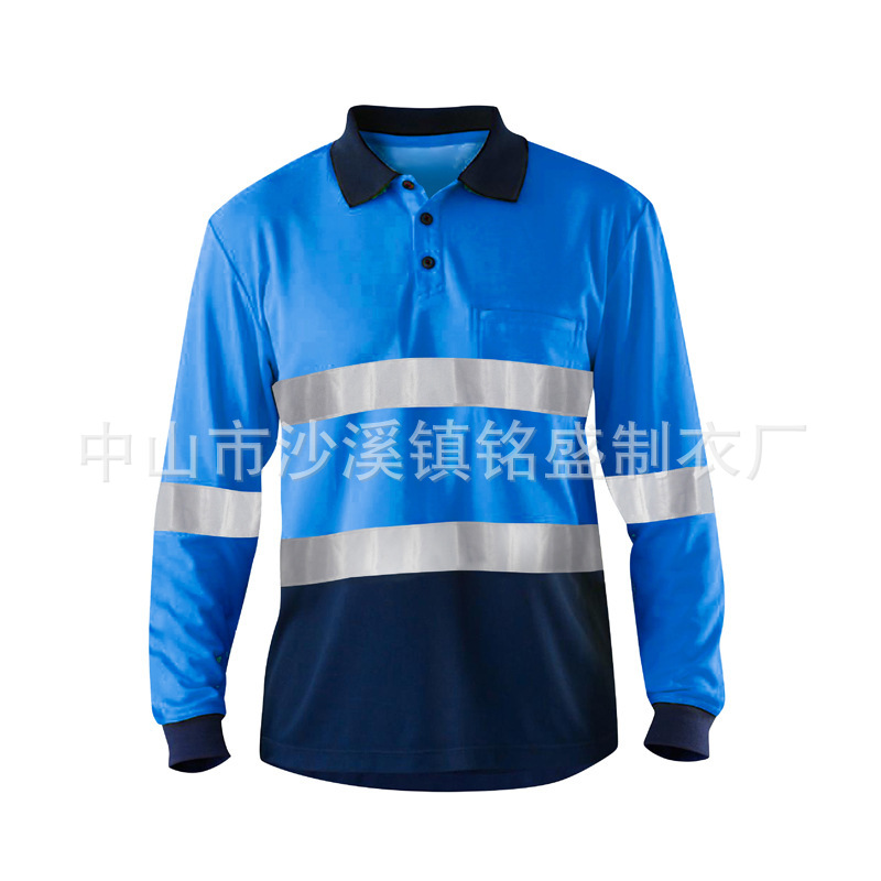 Quick-Drying Mesh Polo Shirt Road Construction Reflective Uniform Custom Sanitation Labor Protection Work Clothes Lapel T-Shirt Workwear