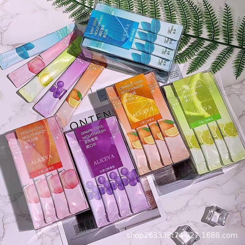 ALICEVA fruit flavor mouthwash wholesale disposable fresh breath anti-bad breath propolis fresh fruit portable box