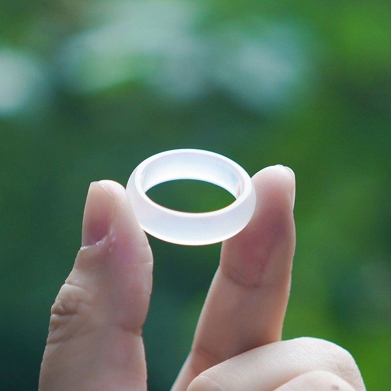 White chalcedony ring hand-held ring special fine ring card 6mm 9mm ring special