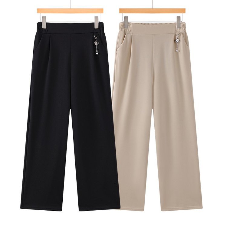 Брюки для мам среднего возраста, летние, тонкие, из льняного шелка, укороченные, свободные, большие размеры