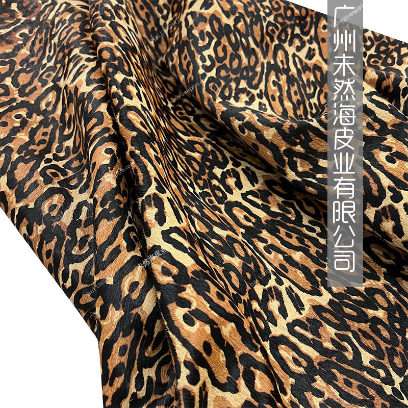 Sexy Big Leopard Print Horse Hair Printed Genuine Leather Designer's First Choice Fabric Hot Style