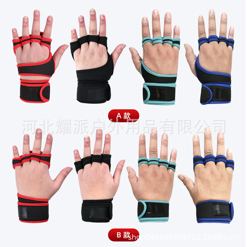 Wholesale Four Seasons Men's Fitness Gloves Wrist Guards Cycling Gloves Barbell Weightlifting Protective Half Finger Gloves Women