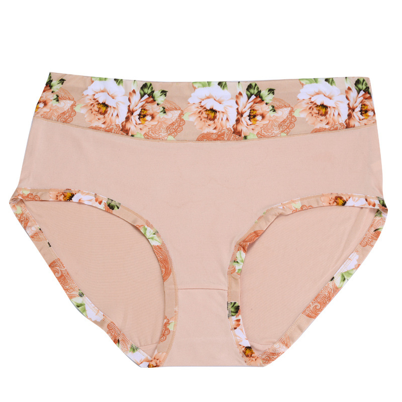 Plus Size Underwear Russian Pure Color Printed Floral Big Mom Style Sexy Beautiful Buttocks Export Plus Fat High Waist Briefs