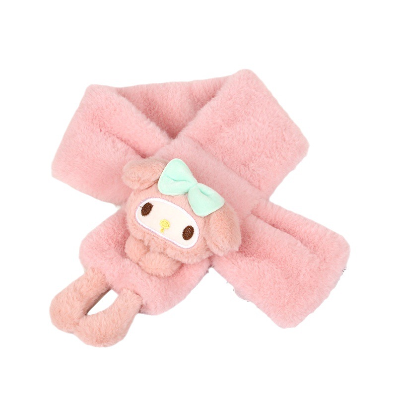 2025 Autumn and Winter Children's Scarf Parent-Child Plush Thickened Imitation Rabbit Fur Baby Neck Warmer Cartoon Korean Style Warm Scarf