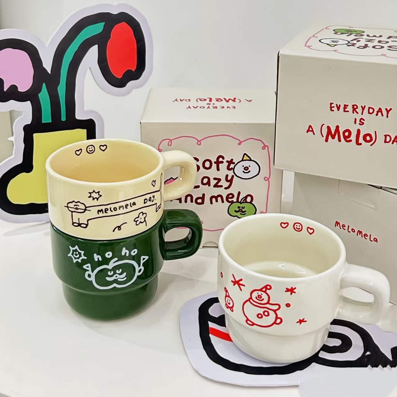 Stacking Cup Ceramic Mug Puppy Creative Coffee Cup Customized with Pictures Household Ceramic Cup High-value Water Cup