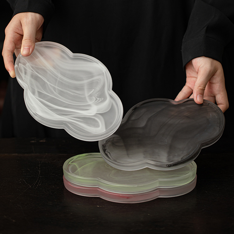 Guofeng ink colored glaze begonia dry bubble table retro Chinese style pot bearing teapot lid bowl tray Xiangyun tea table water storage