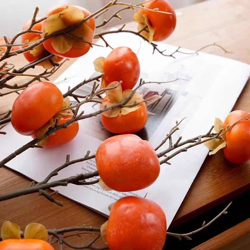 [Meaning Auspiciousness] Persimmon Artificial Flowers Living Room Decoration Ornaments Home Fortune Fruit Persimmon Persimmon Wishful New