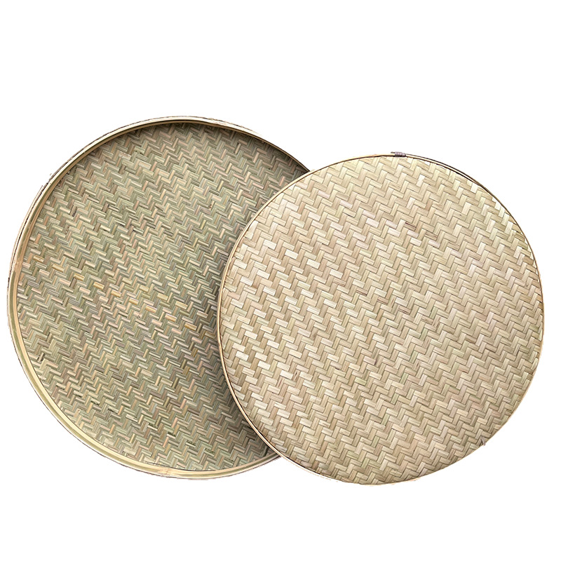 Handmade Bamboo Dustpan, Round Bamboo Sieve, Creative Decorative Painting, Drying Tray, Bamboo Strip Weaving, Household Manufacturer Wholesale