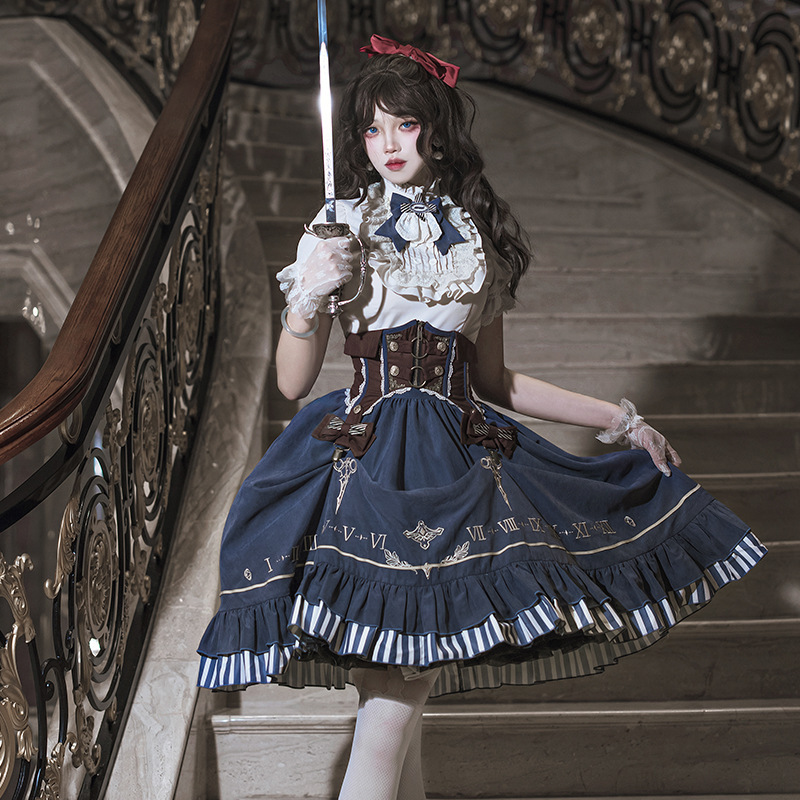 Оригинальная золотая указка Лолита женская рубашка юбка до талии повседневная милая Лолита сладкая юбка 6969