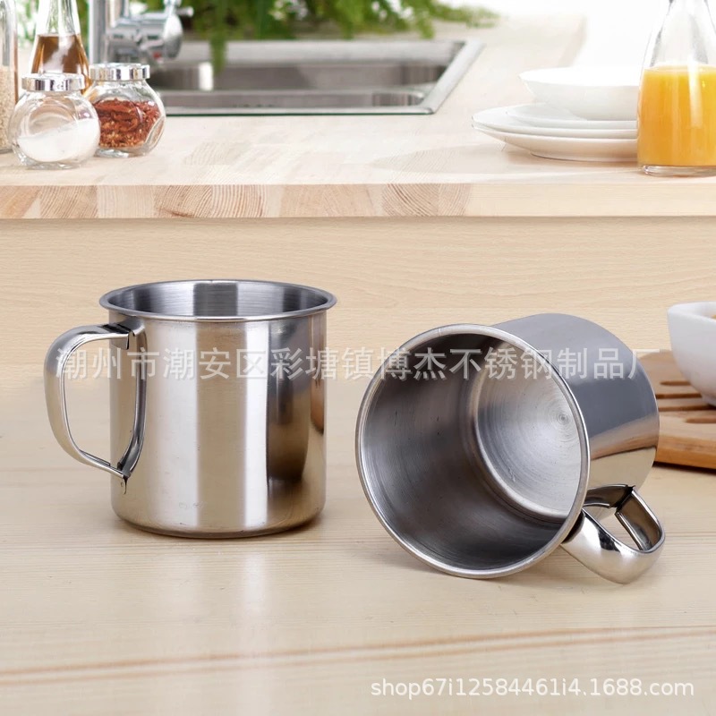 Factory direct 7cm stainless steel cup with handle Cup without lid small tea jar kindergarten with two yuan Shop Wholesale