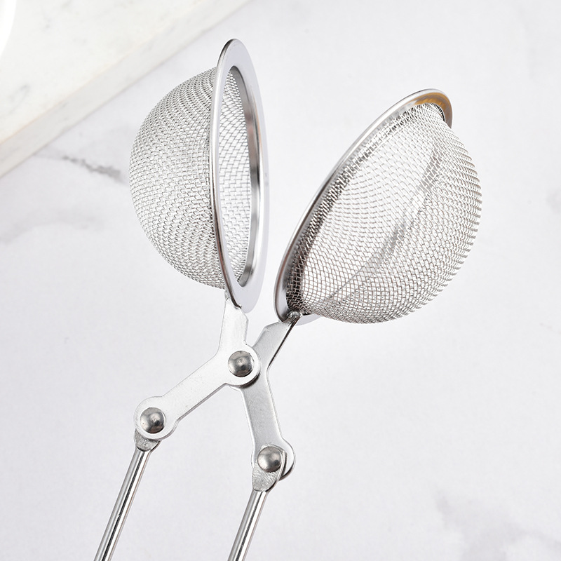 304 stainless steel mesh tea ball powder filter residue artifact household handle tea round filter tea seasoning