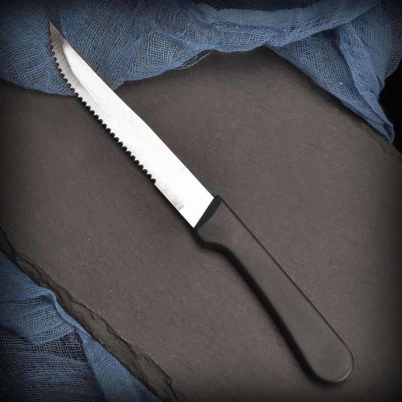 Foreign trade stainless steel kitchen utensils steak knife steak knife western food Amazon practical plastic handle black