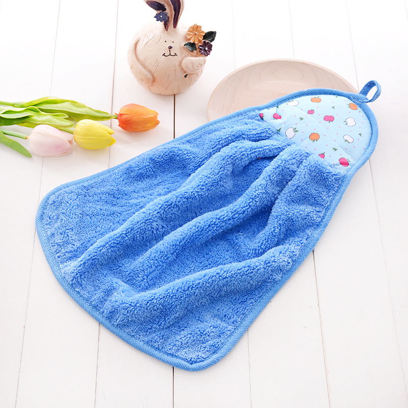 28*38cm dishcloth coral fleece kitchen hanging towel logo printing daily necessities small apple running Jianghu