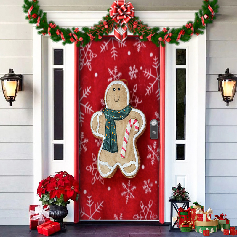 Christmas Door Cover Decoration Green Christmas Background Cloth Christmas Door Cover Door Hanging New Year Party Decoration Door Cover Tapestry