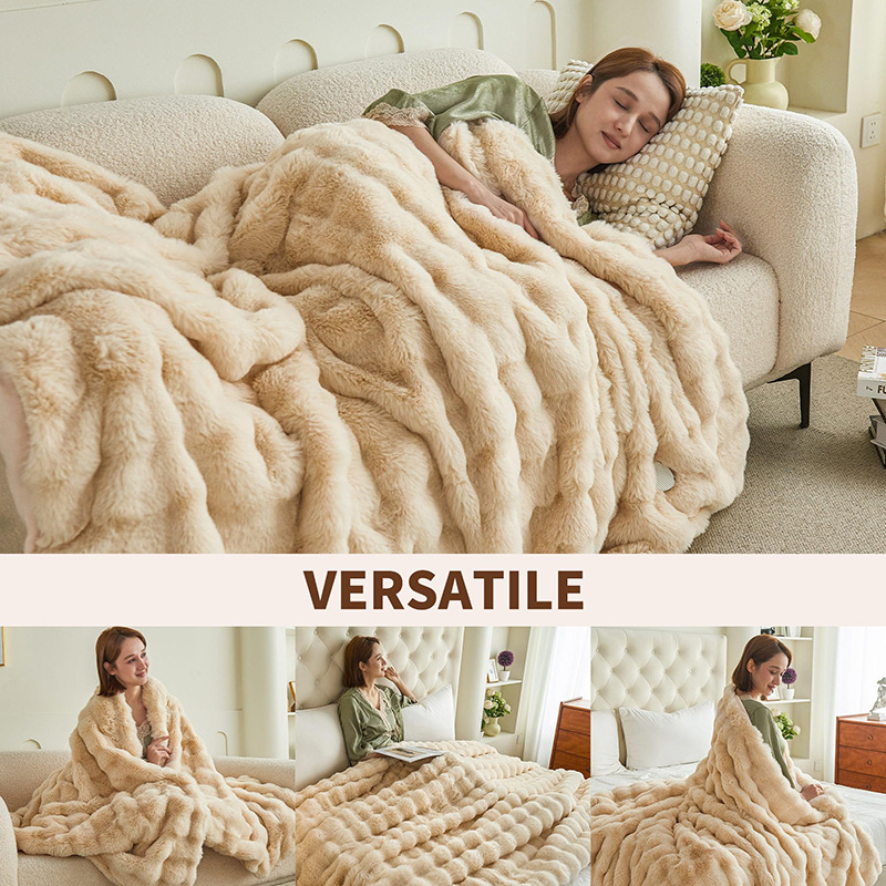 New Cross-Border Electric Heating Blanket Bubble Rabbit Fur Electric Blanket Warm-Up Heating Blanket Zero Magnetic Field Carbon Fiber Far Infrared