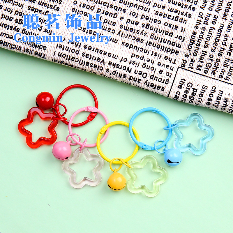 ins Style Small Fresh Colorfulful Card Circle Colorfulful Transparent Cut Out Five-pointed Star Pendant diy Jewelry Accessories Bag Pendant