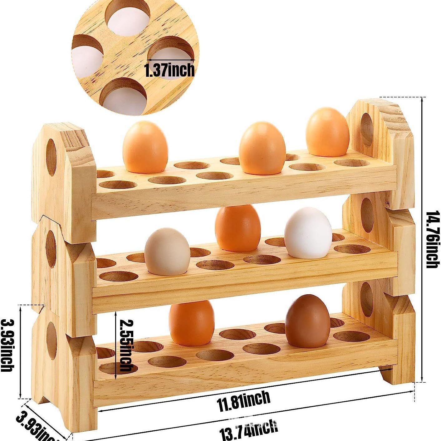 Cross-border Wooden Egg Rack Kitchen Countertop Egg Storage Tray Household Stackable Wooden Egg Tray Display Rack