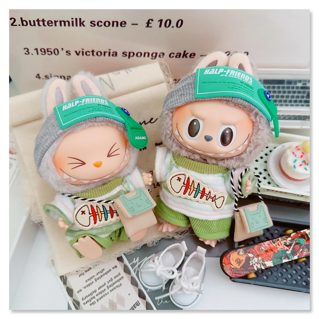 Подвеска для сидячей вечеринки первого и второго поколения Labubu, 17см, одежда для малышей, виниловая кукла, самодельный набор для удовольствия