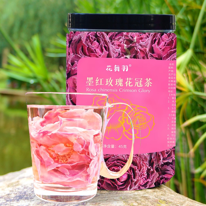 Sulfur-Free Large Dark Red Rose Tea Flower Crown Dried Yunnan Plateau Natural Whole Flower Sugar-Free Soaked in Water Canned Flower Dance Feather