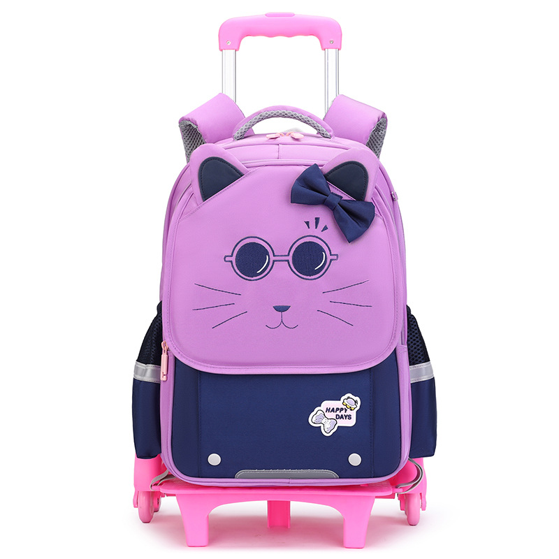 2025 New Trolley Schoolbag Female Primary School Student Schoolbag Candy Color Matching Backpack Spine Protection and Burden Reduction Kidsren's Schoolbag