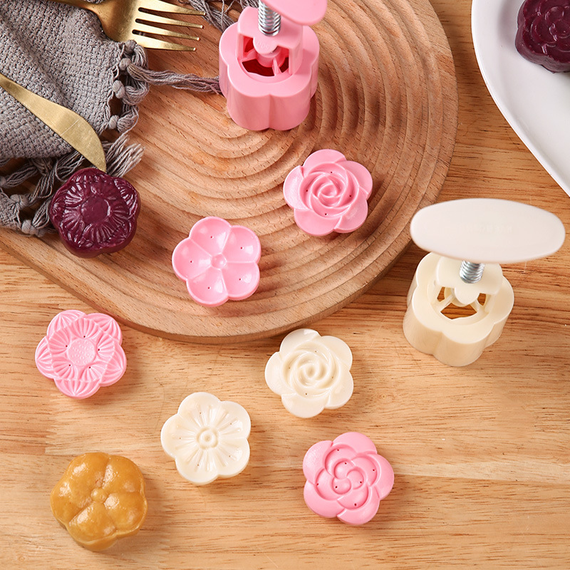 New Mid-Autumn Festival Flower-shaped Moon Cake Mold Making Model Printing Ice-skin Mung Bean Cake Pastry Hand-pressed Household Baking Mill