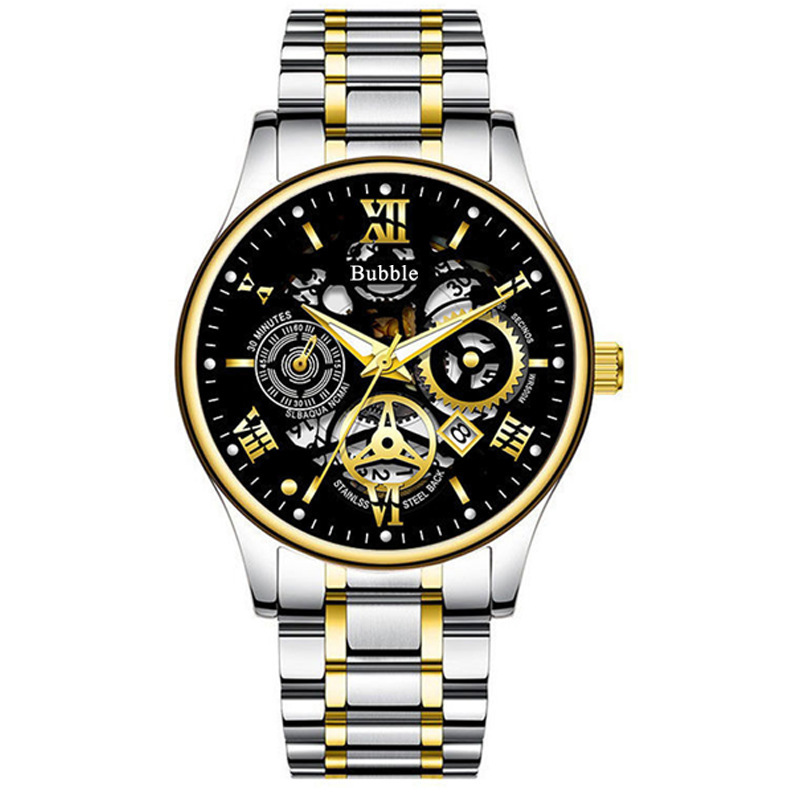 Bubble Brand Trendyy High-End Accessible Luxury Versatile Fully Automatic Quartz Luminous Waterproof Roman Cut Out Men's Watch
