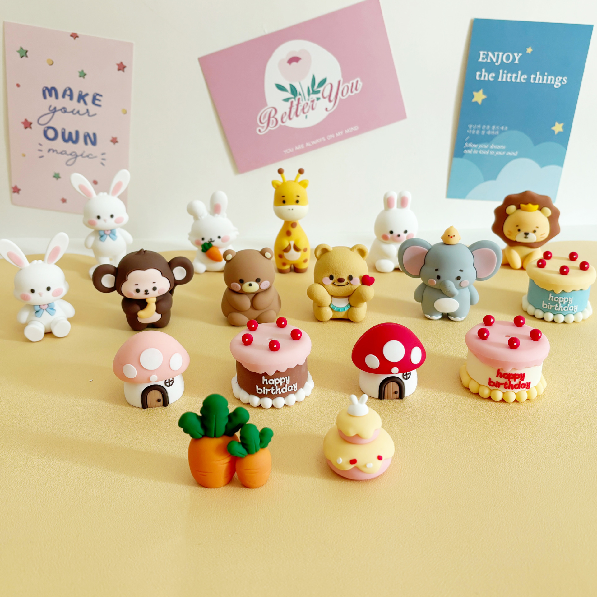 Creative cartoon baking birthday standing Mori animal soft glue decoration plug-in cake decoration children doll radish