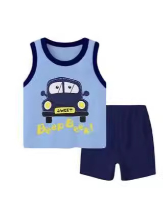 2025 Children's Summer Cotton Vest Korean Style Sleeveless Set for Boys and Girls, Toddlers and Infants