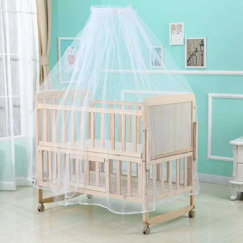 Оптовая продажа европейской детской кроватки из массива дерева, многофункциональная, неокрашенная