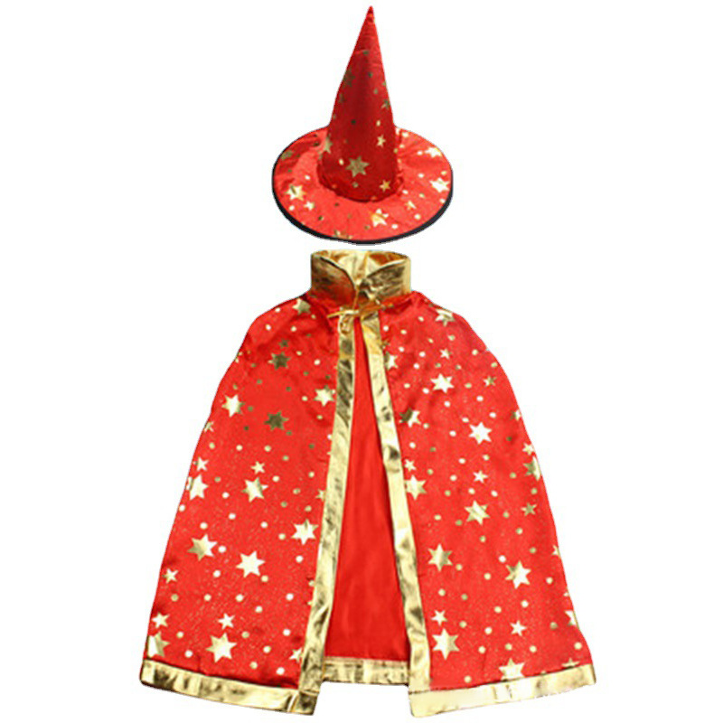 Party Supplies Witch Show Anime Stage Costume Korean-style Five-star Hat Halloween Cloak Cloak Set