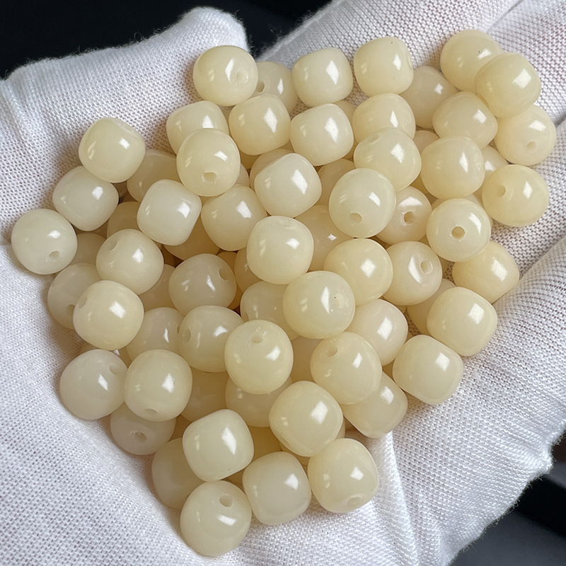 Натуральные бусины из корня бодхи 8x9, старые бочковые бусины, молочно-желтые карамельные бусины, свободные бусины бодхи, угольные бусины с золотым покрытием