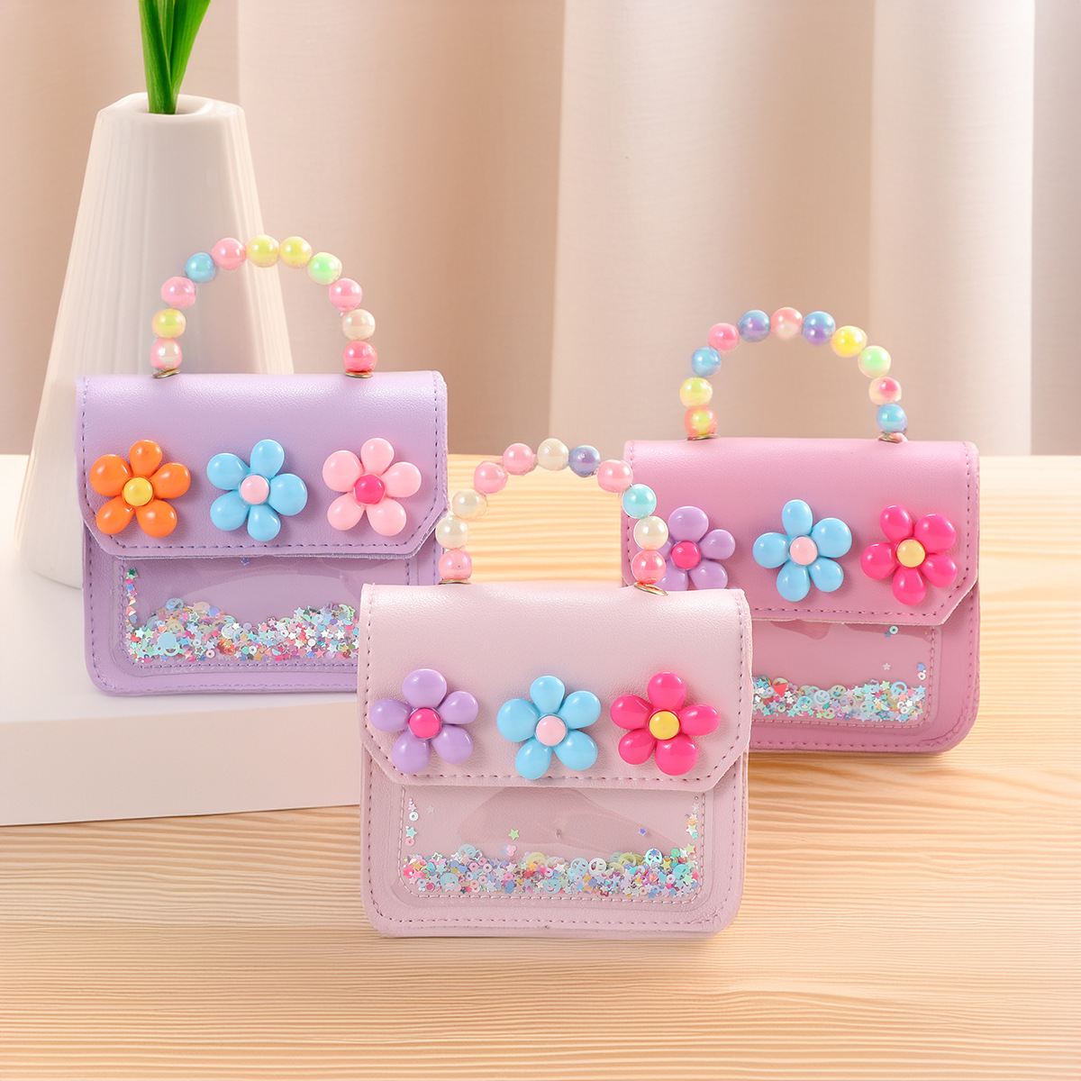 Детская сумка, милая портативная сумка с цветами и жемчугом, кошелек для студенческих карт оптом