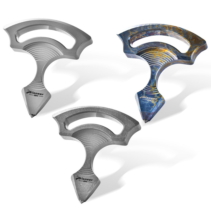 Titanium Alloy Edc Outdoor Self-Defense Tool Titanium Alloy Single Finger Tiger Camping Edc Self-Defense Black Gold Head Window Breaking Tool