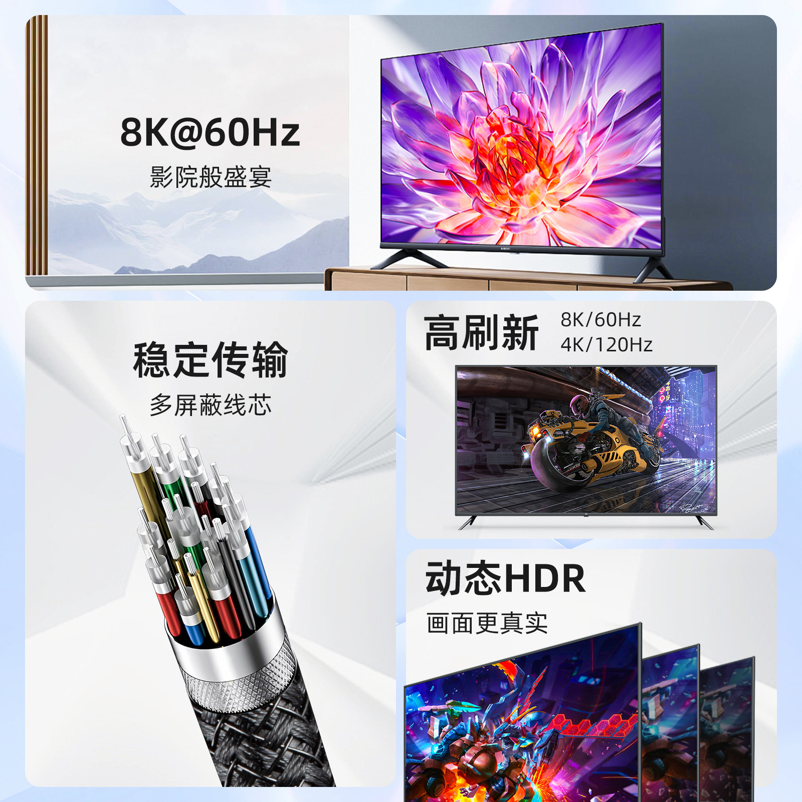 hdmi8k HD line display HDMI2.1 cable TV projector 8K60Hz data cable