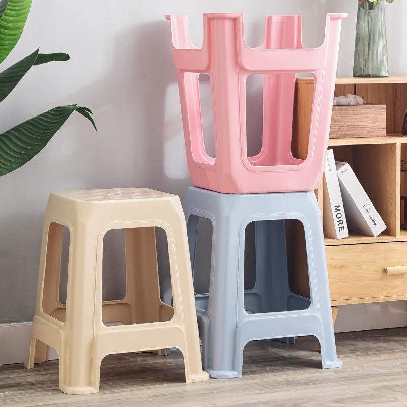 Nordic living room high bench household thickened plastic stool simple square stool adult dining table cooked plastic chair wholesale