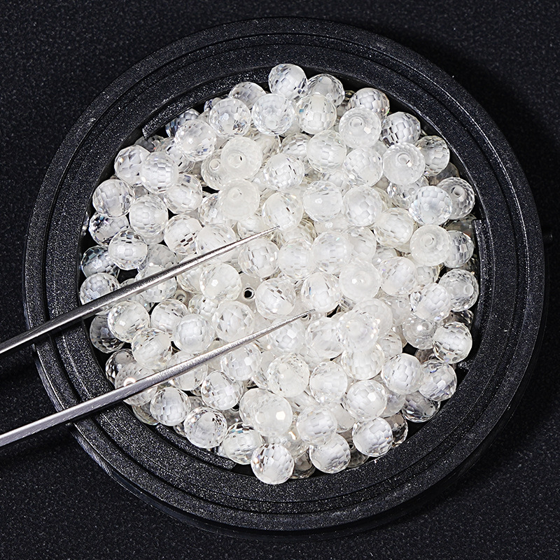 Moissanite new Diy handmade spherical beaded accessories perforated spot wholesale White Earth cut loose beads