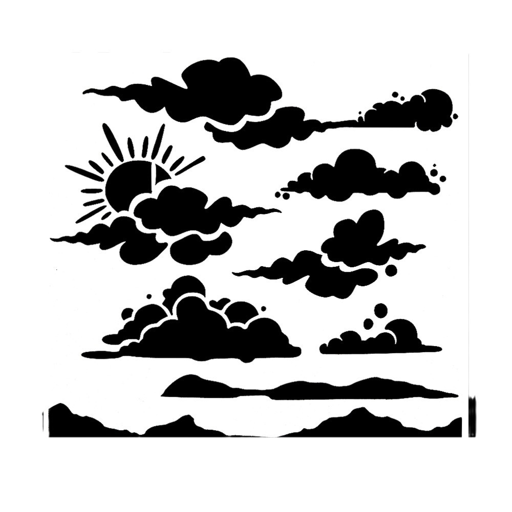 Blue sky and white clouds stencil cross-border hot DIY painting hollow template suit wall painting spray masking template