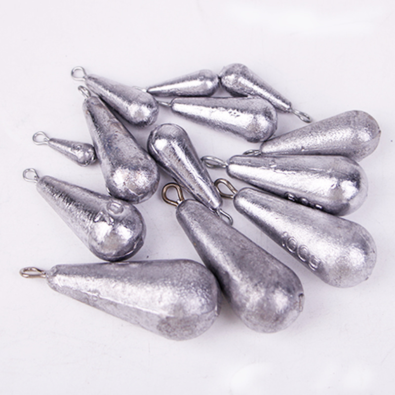 Wholesale Water Drop Lead Drop Fishing Gear Accessories with Ring Lead Drop Drop Shaped Hanging Ring with Ring Willow Leaf Lead Drop Water Drop Lead Drop