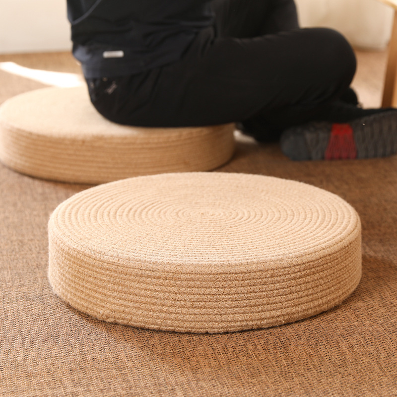 Japanese-Style Hemp Rope Futon Mat Tatami Cushion Bedroom Floor Sitting Mat Home Meditation Cushion Zen Meditation J^