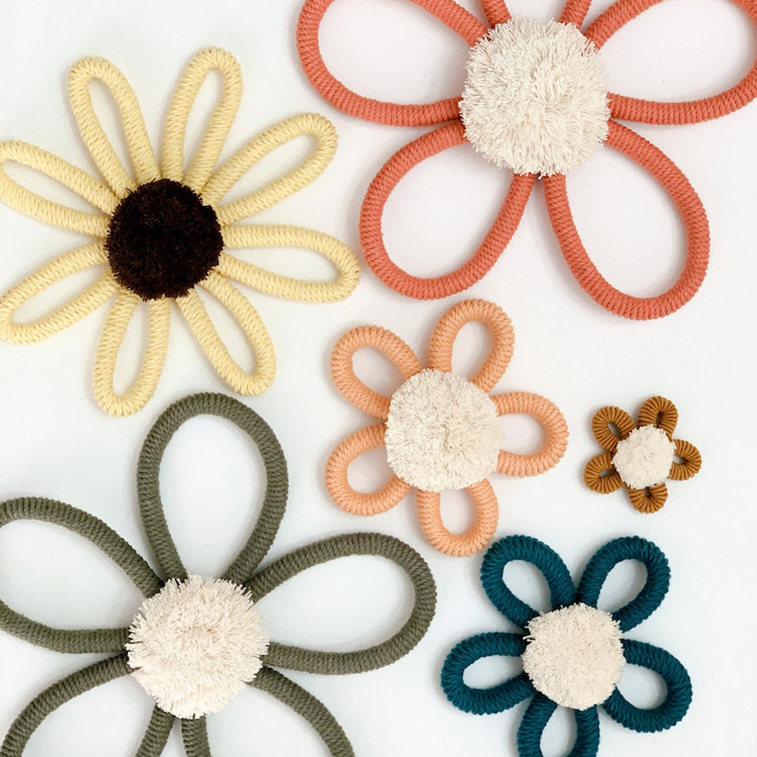 Богемное оформление детской комнаты, настенная подвеска с цветами, декор для девочек