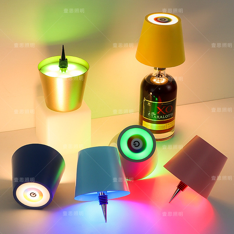 Wine Bottle Wine Headlight Restaurant Bar Light RGB Atmosphere Light Decorative Table Lamp Gift USB Charging Nightlight Cross Border